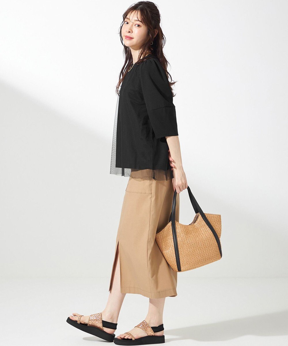 ANY SIS L 【洗える】カットジョーゼットチュール トップス 