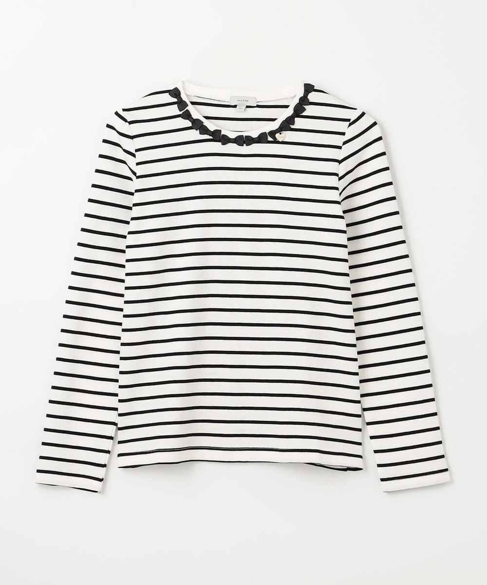 ANY KIDS リボン×ボーダー長袖Tシャツ 