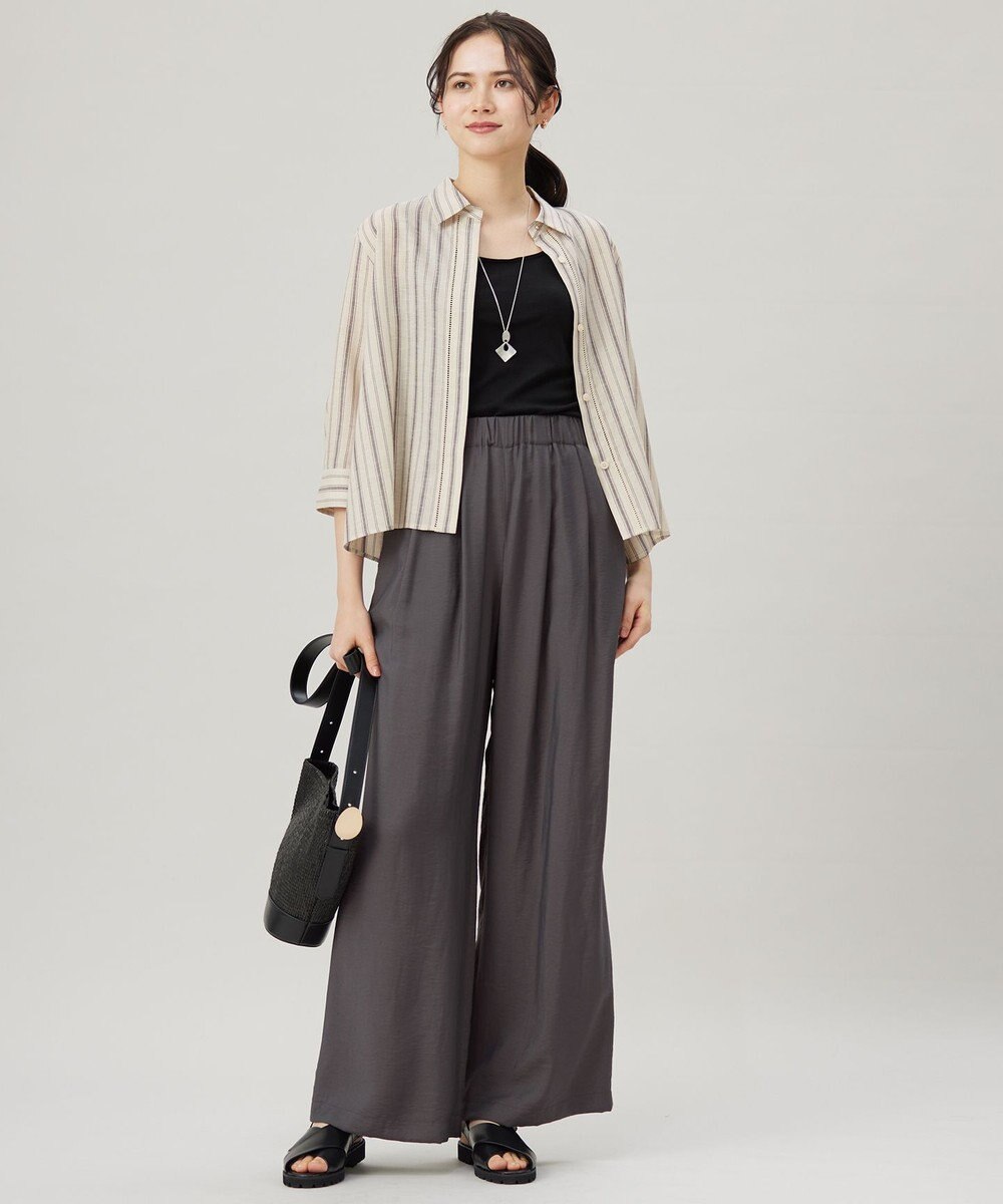 自由区 【カタログ掲載・セットアップ対応・接触冷感・UVケア・洗える】エアリーツイルワイド パンツ 