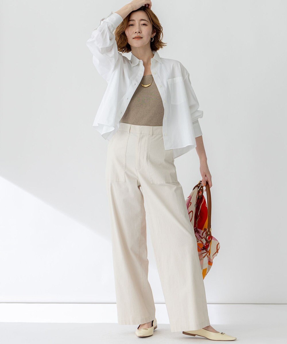 23区 S 【洗える】CANCLINI クロップド テントライン シャツ 