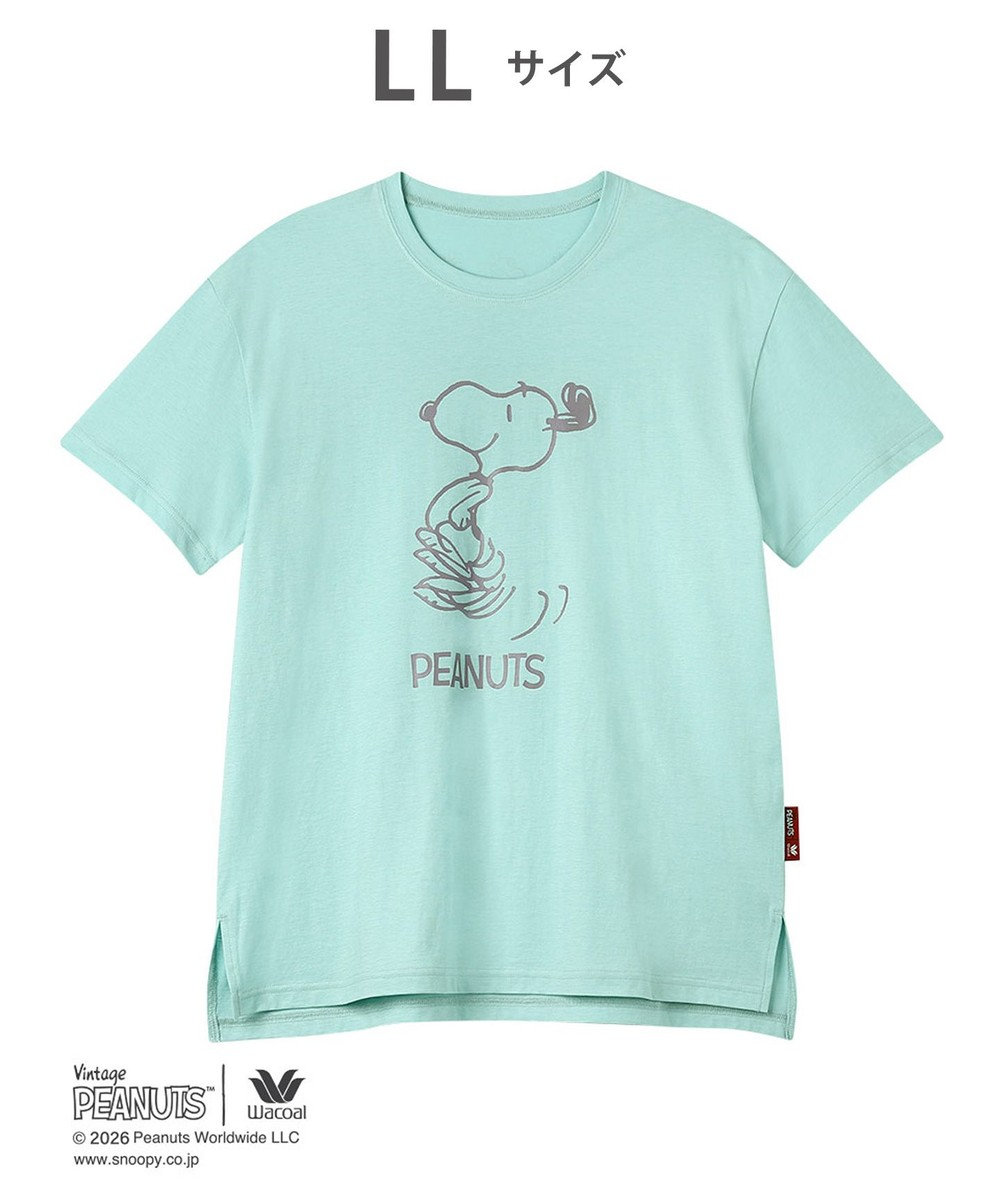 WACOAL PEANUTS トップス 4分袖 Tシャツ 綿100%(本体) スヌーピー レディース FTT168 /ワコール 