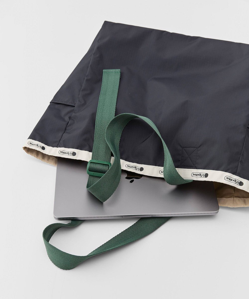 LeSportsac LG HANDLE ADJ TOTE/ディープシー/ボトルグリーンウェビング 