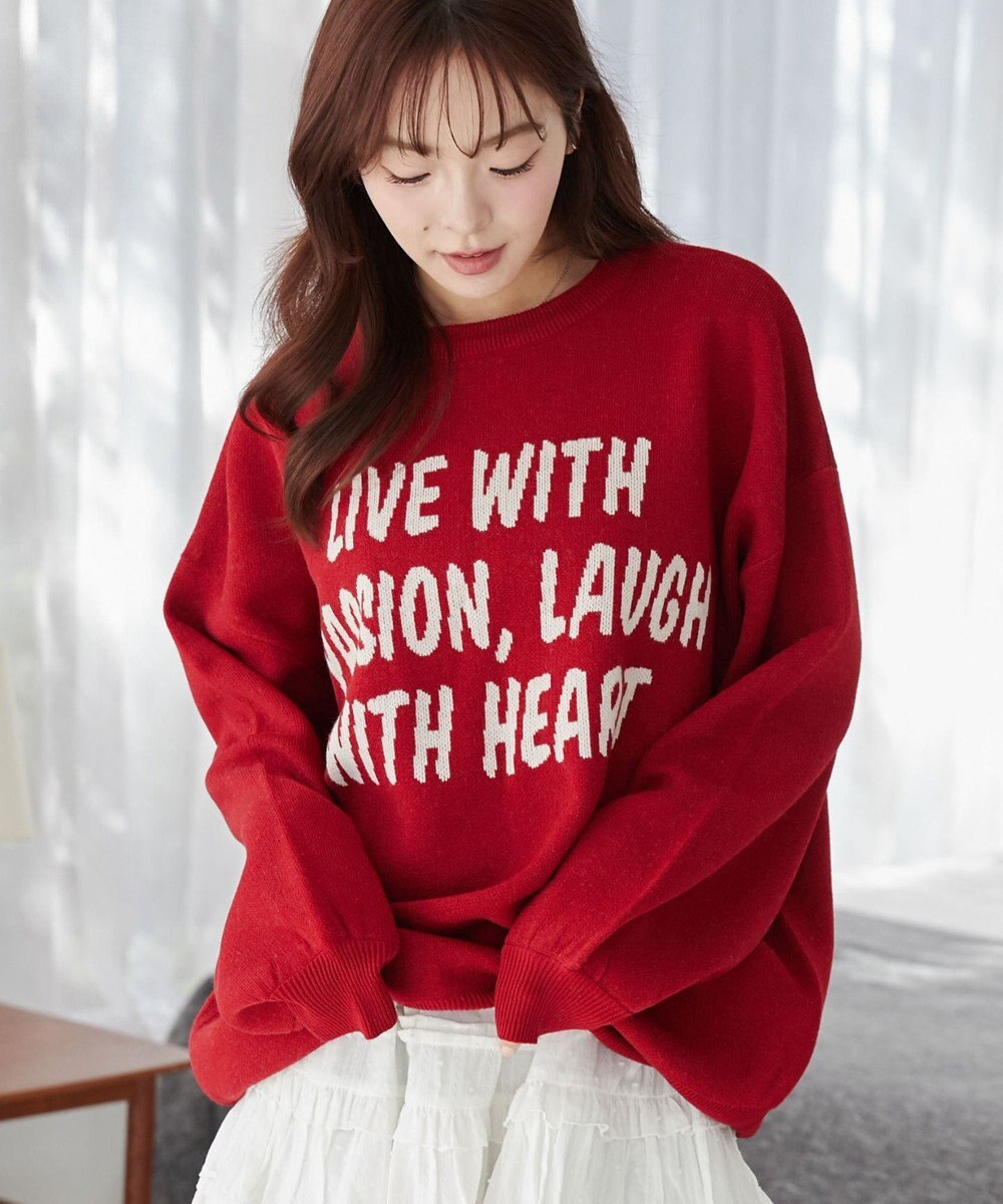 WEGO グラフィックBIGニットプルオーバー 