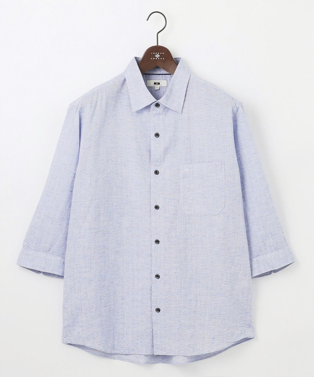 JOSEPH ABBOUD 【キングサイズ・サステイナブル・７分袖】リヨセルリネンシャンブレー シャツ 