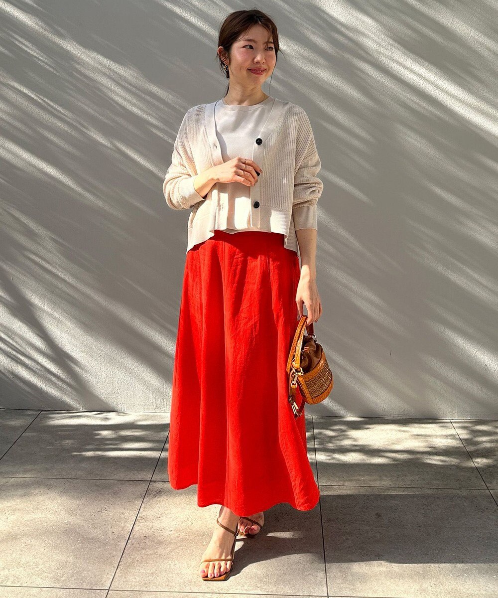 UNFILO リネンレーヨン セミフレアスカート 