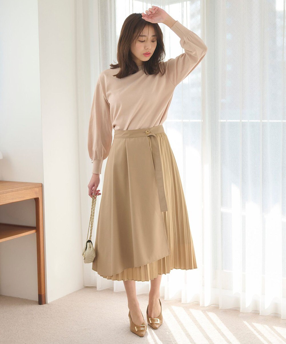 Feroux 【洗える】プリーツコンビ スカート 