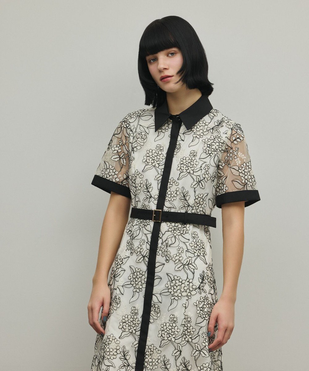 GRACE CONTINENTAL フラワーコード刺繍ワンピース 