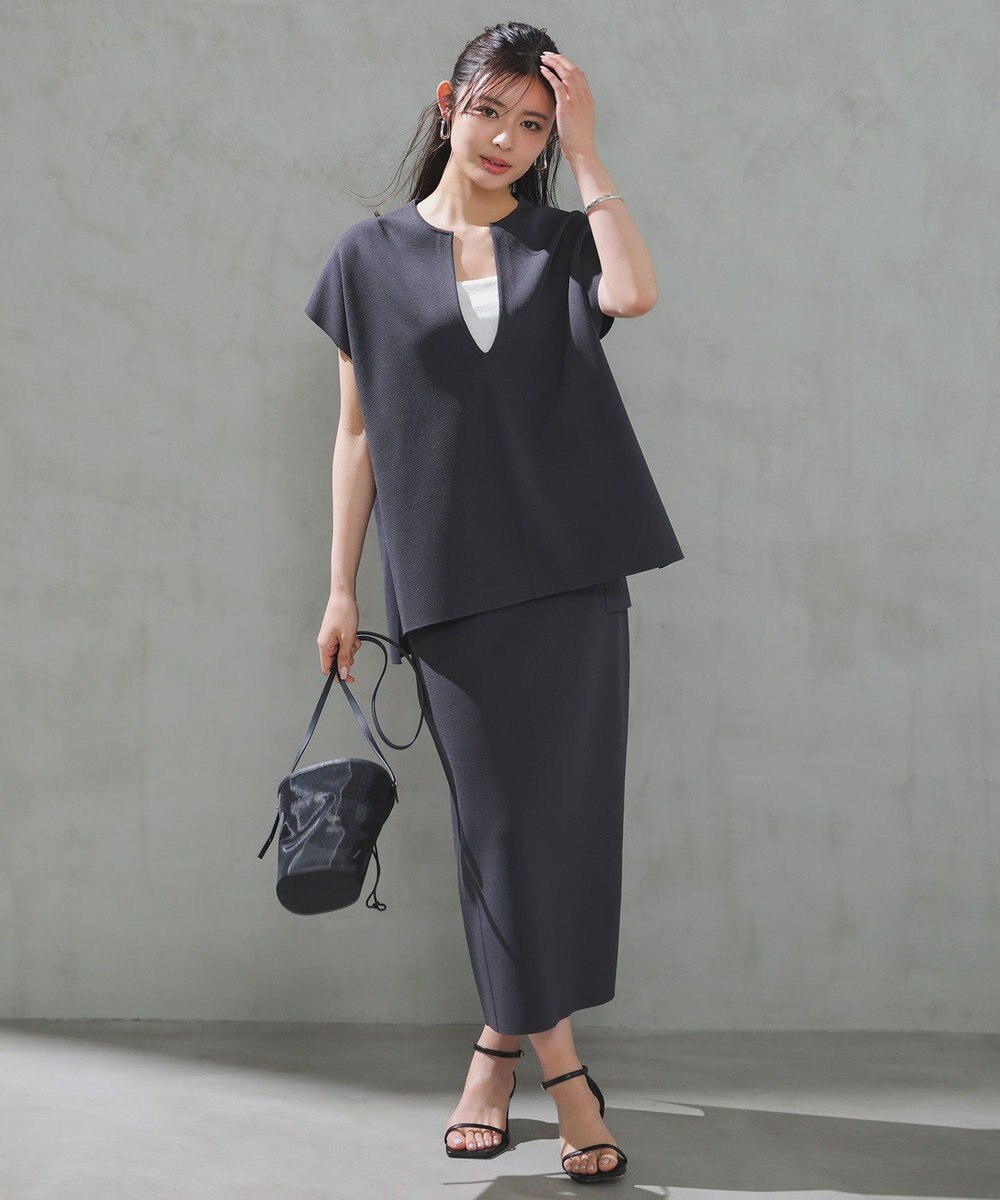 UNFILO 【WEB限定カラー】スゴ機能美ニット キーネック ジレ 