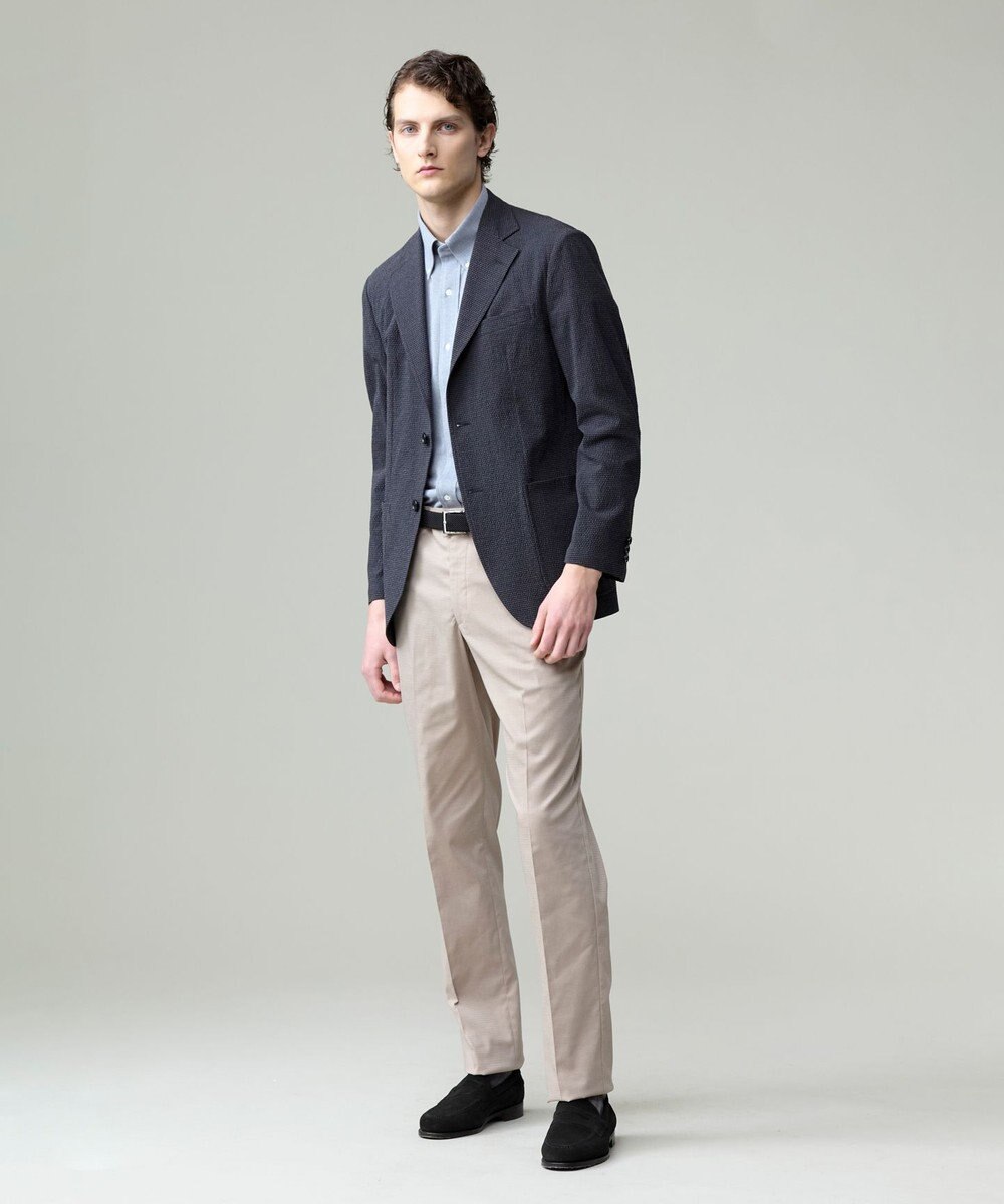 J.PRESS MEN 【ストレッチ】シャドウ千鳥ストレッチ ステムテーパードパンツ 