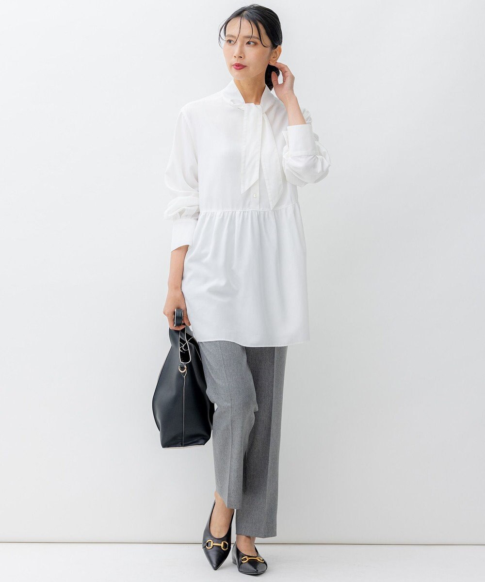 23区 【洗える】ウールライクカルゼ テーパード パンツ 