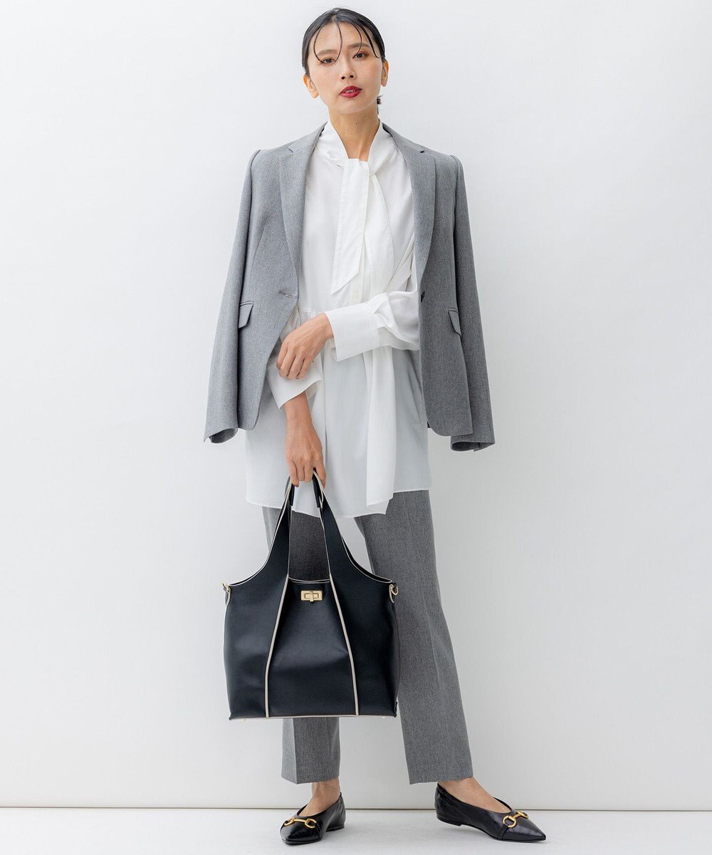 23区 【洗える】ウールライクカルゼ テーパード パンツ 