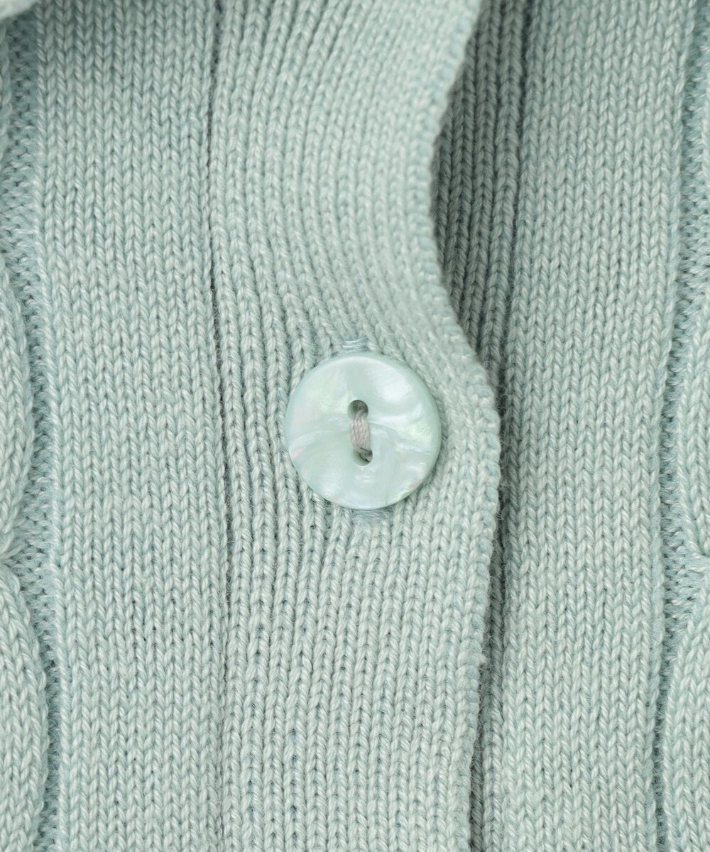 Feroux 胸元刺繍ケーブルポロ ニット 