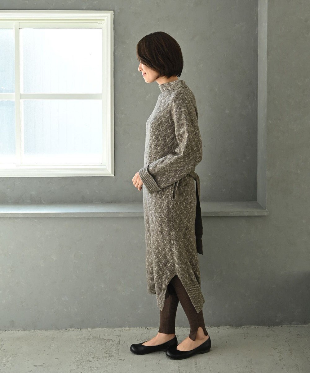 muuc 〈希少なラムウール＆高品質カシミヤ〉バスケット柄ニットワンピース 