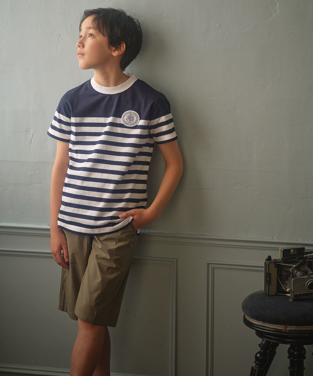 J.PRESS KIDS 【110-130cm】パネルボーダーハウスロゴ Ｔシャツ 