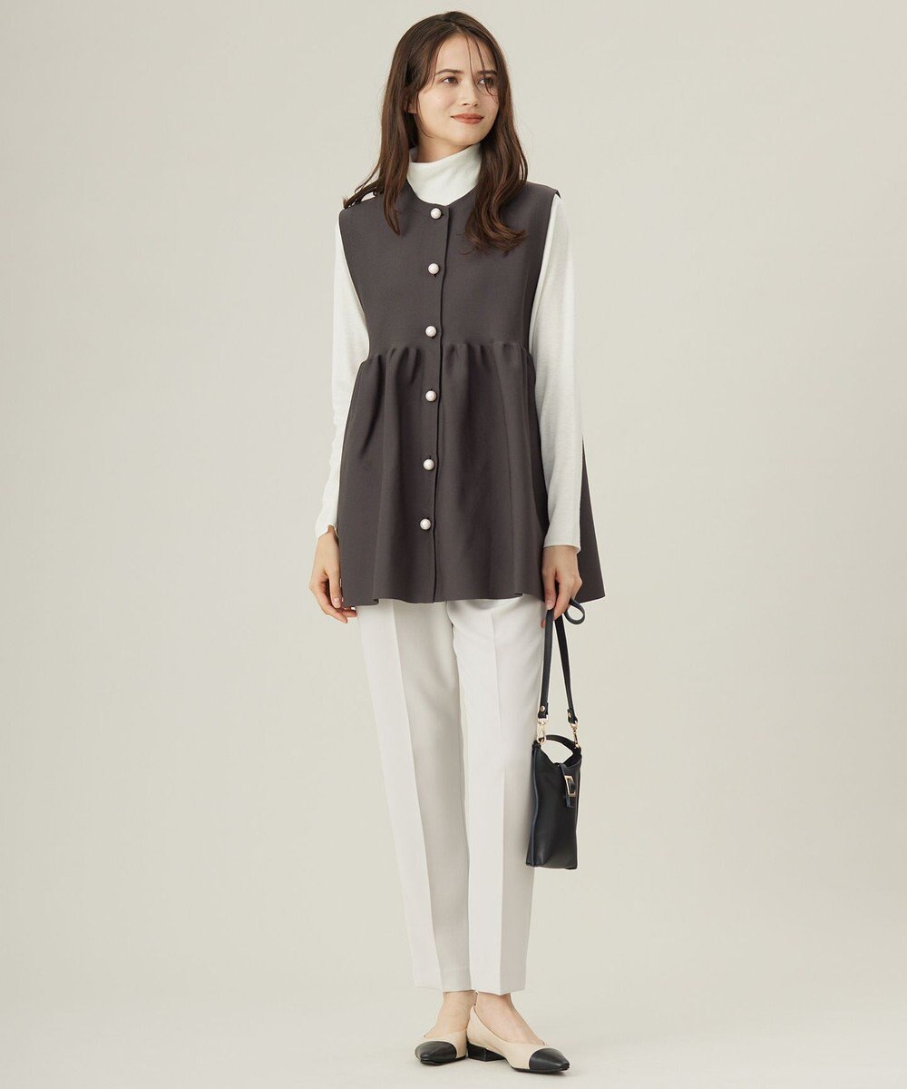 自由区 L 【洗える】シルクウールリブタートルネック ニット 