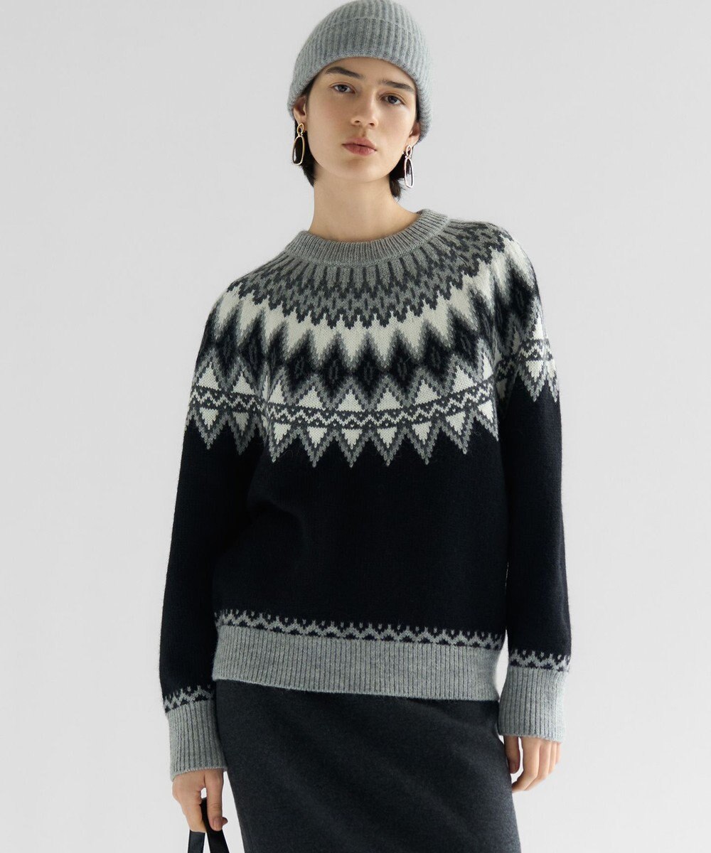 23区 【洗える】ジャガード クルーネック ニット 