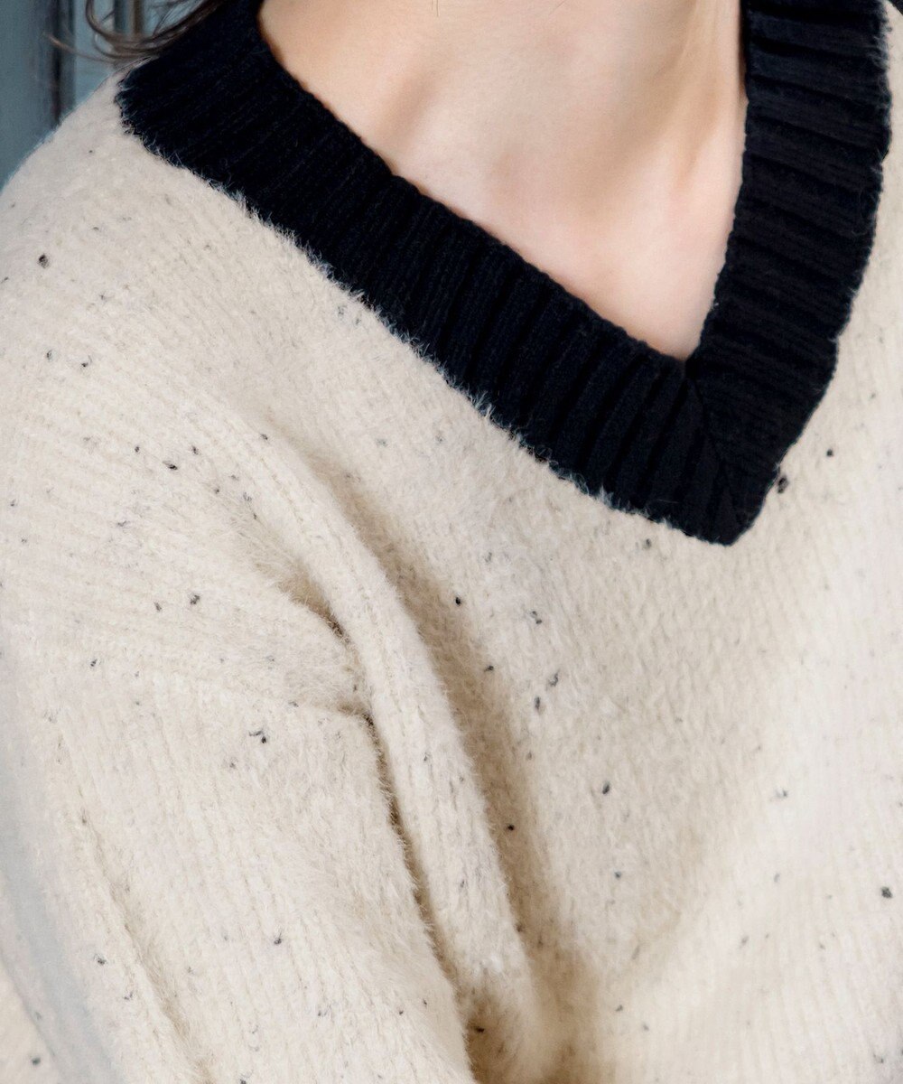 Tiaclasse 【洗える】表情豊かなメランジニットVネックトップス 