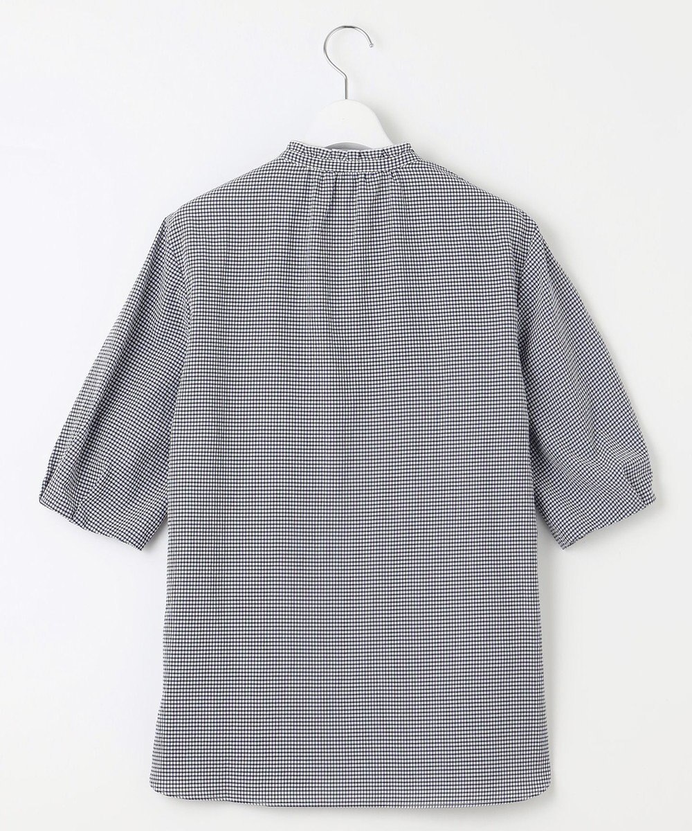 J.PRESS LADIES S 【洗える】アセVis ギンガム フリル襟 ブラウス 