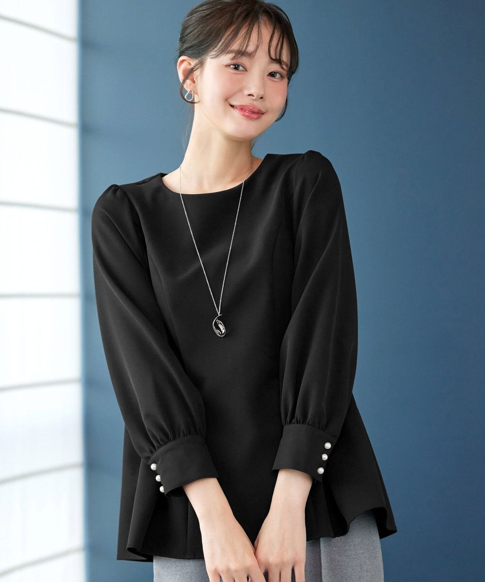 Tiaclasse 【ダブルクロス】パフスリーブペプラムチュニックブラウス 