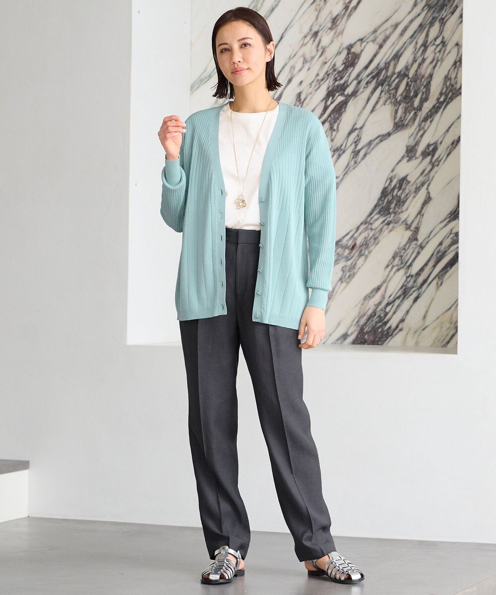 自由区 【洗える・XSサイズあり】ハイツイストコットンアセテート カーディガン 