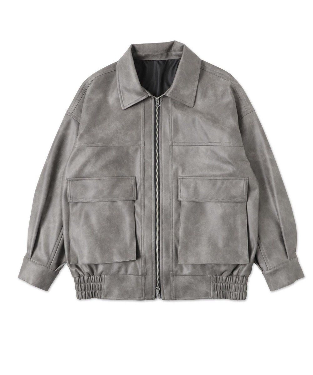 WEGO ヴィンテージライクFレザーブルゾン 