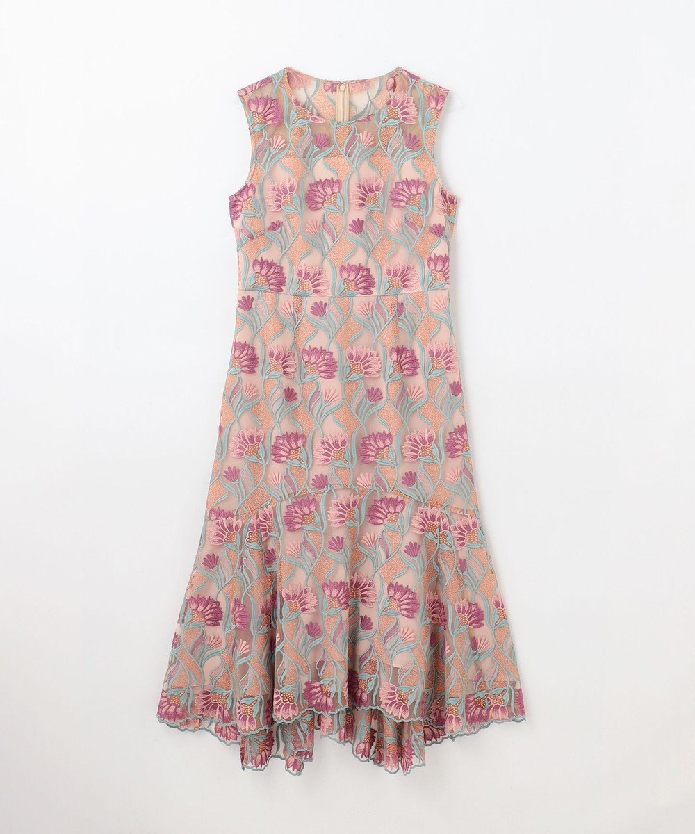 GRACE CONTINENTAL フラワー刺繍チュールドレス 