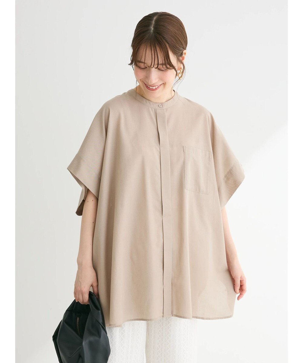 Green Parks 綿麻混ポンチョ風シャツ 