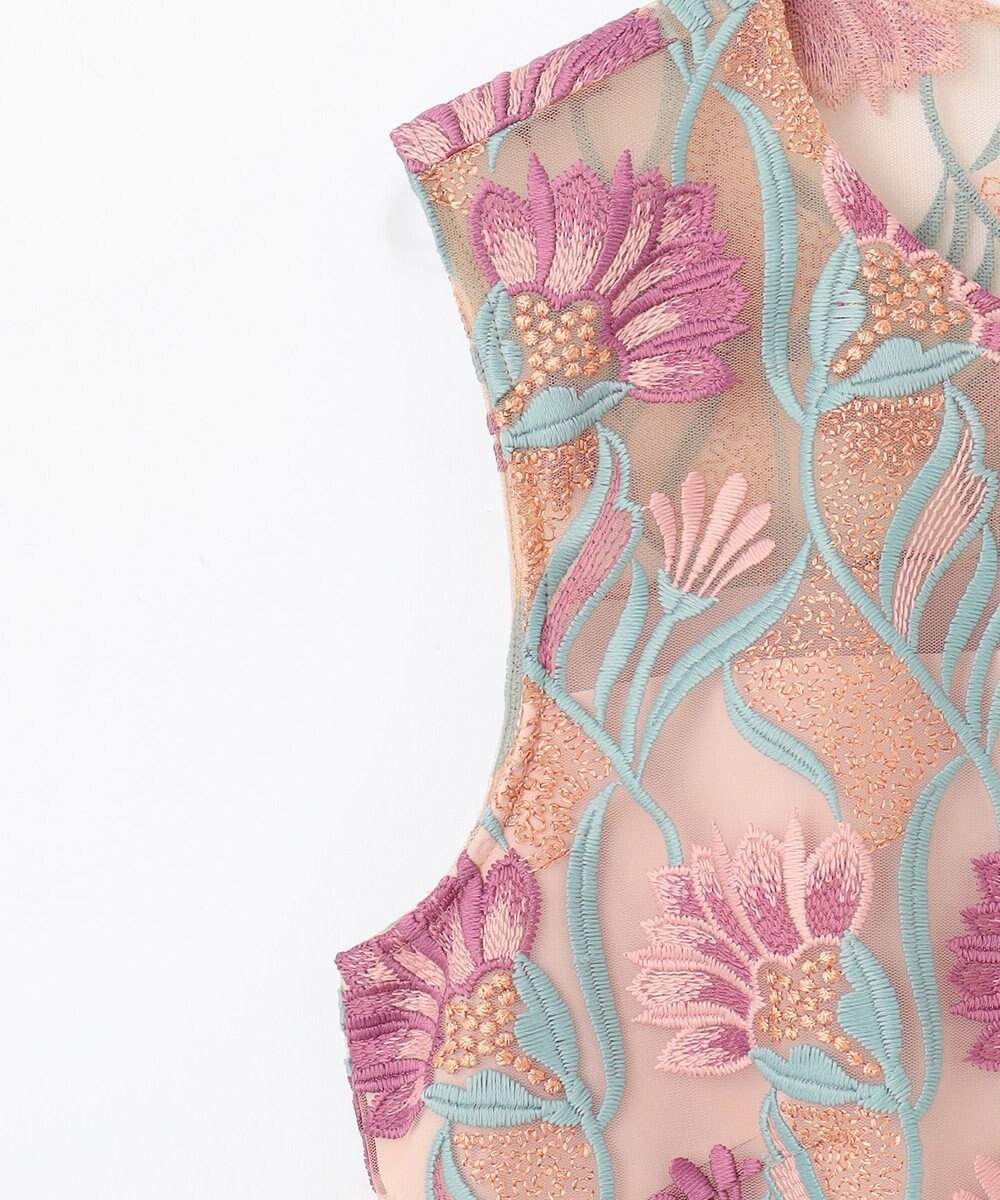 GRACE CONTINENTAL フラワー刺繍チュールドレス 