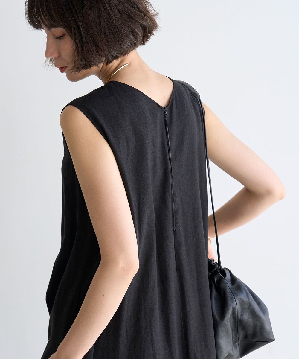 UNFILO L リネンレーヨン ノースリーブワンピース 