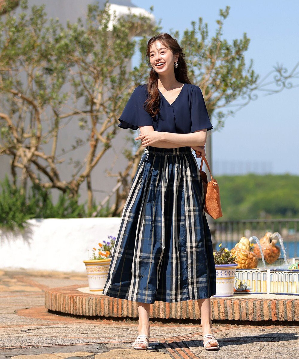 Tiaclasse 【洗える】シフォンフレアスリーブブラウス 