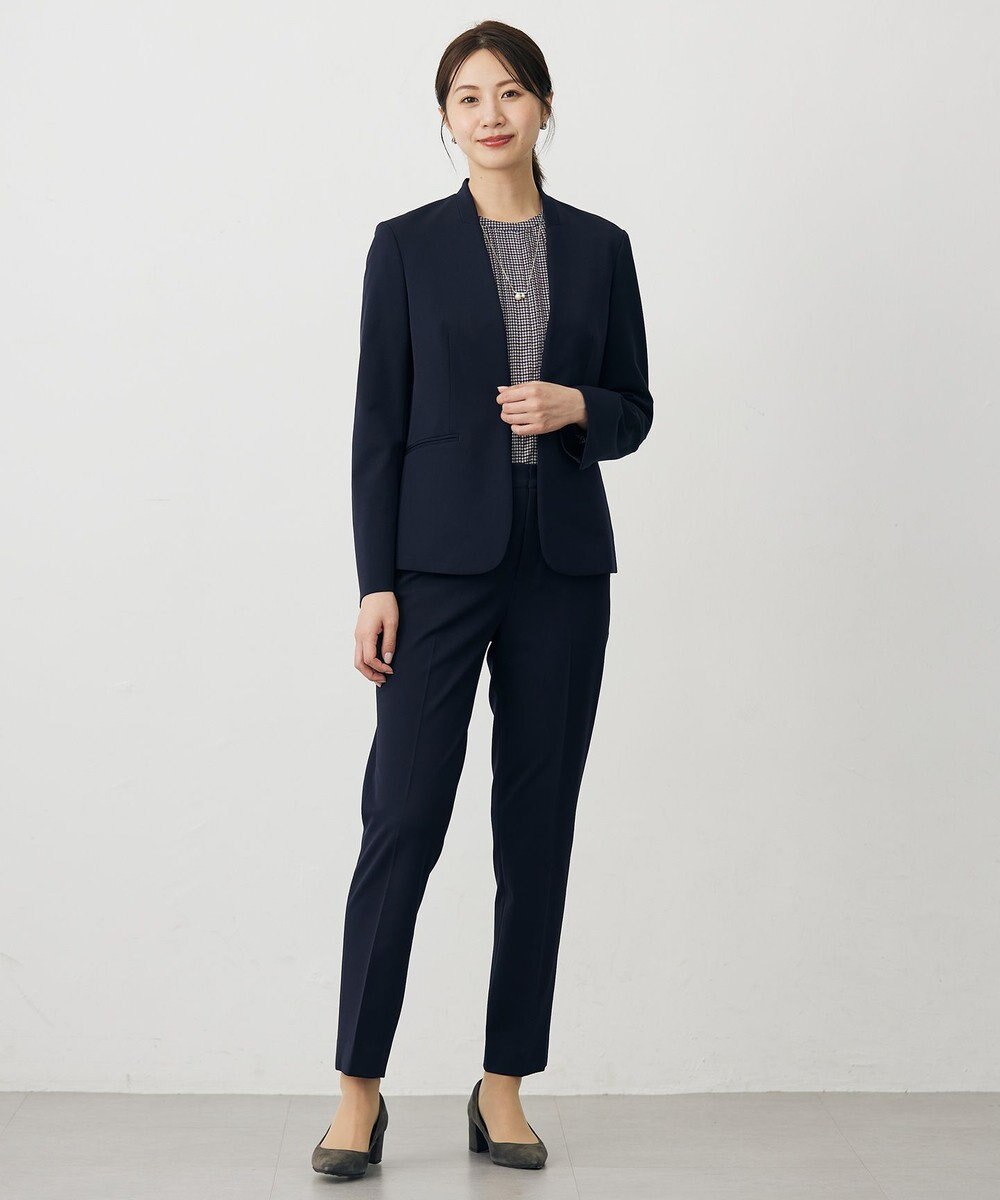 J.PRESS LADIES L 【洗える】T/Rアルガンシルク ノーカラー ジャケット 