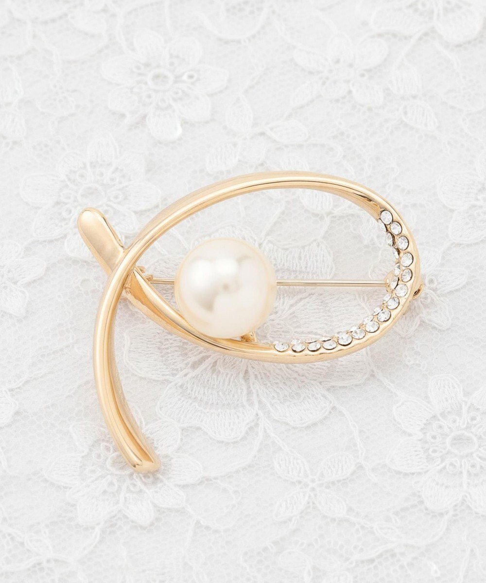 ANY SIS ジュエルラインパール調 ブローチ 