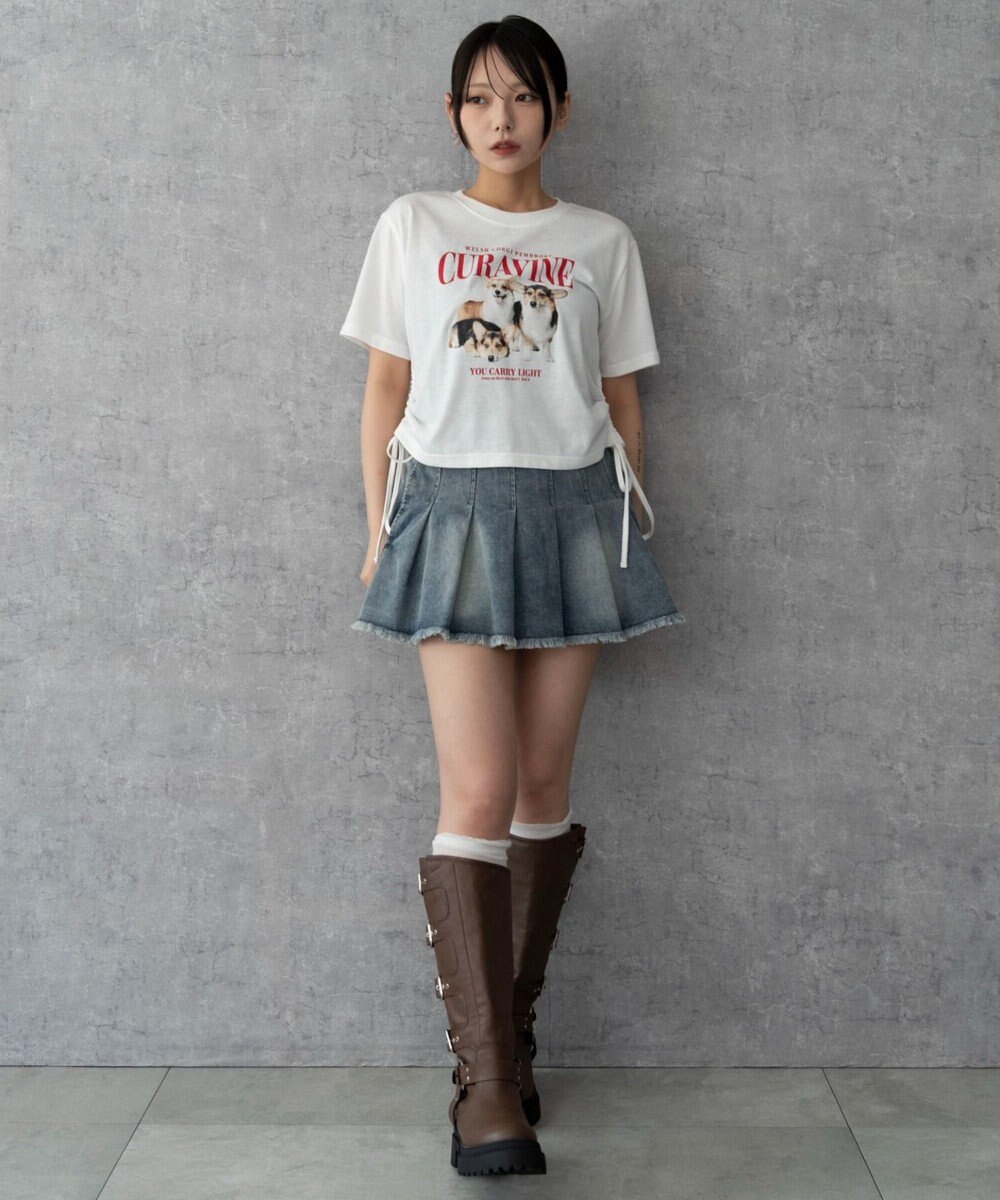 WEGO グラフィックショートサイドリボンドロストT 