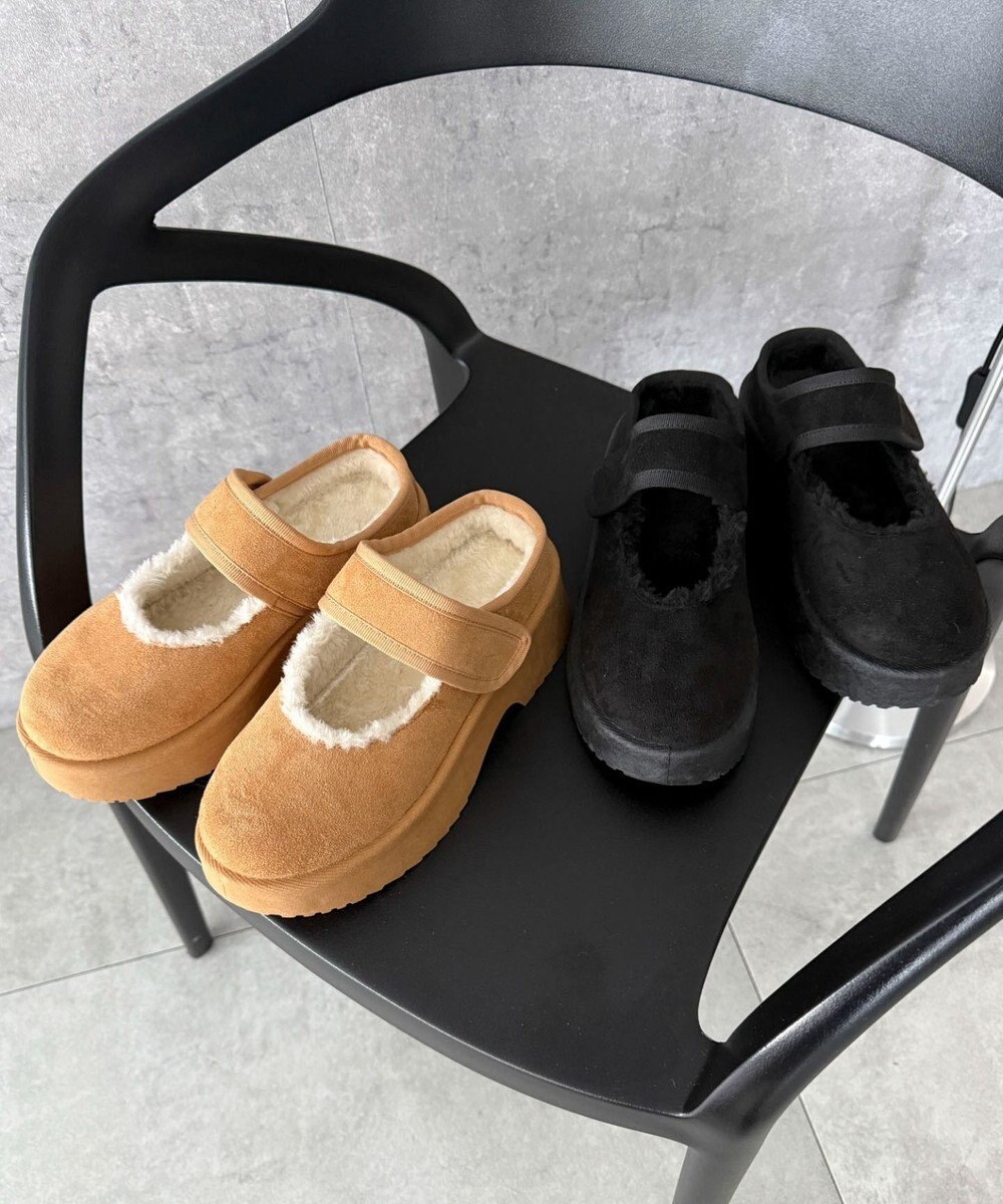 WEGO ムートンタッチメリージェーンシューズ 