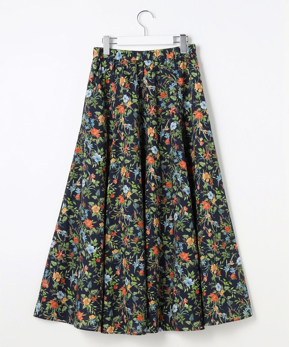 J.PRESS LADIES S スパンボタニカル プリント ロング フレア スカート 