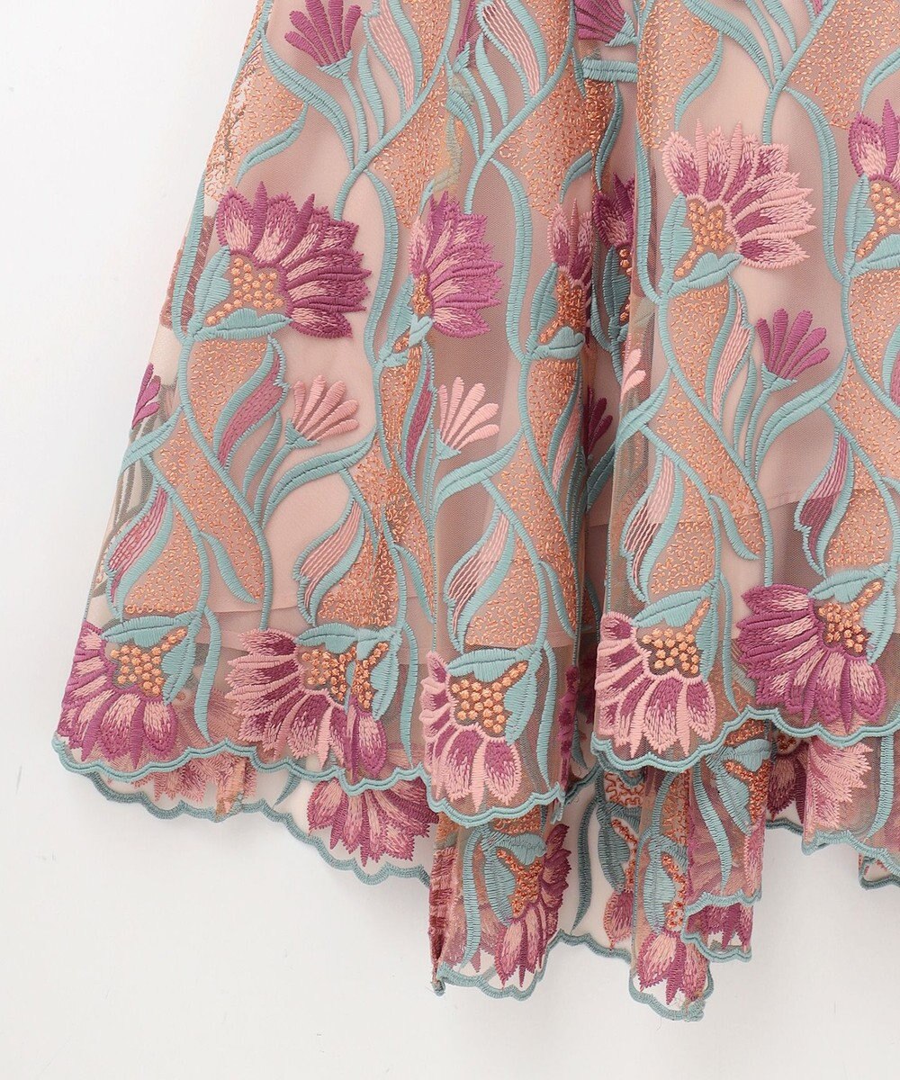 GRACE CONTINENTAL フラワー刺繍チュールドレス 