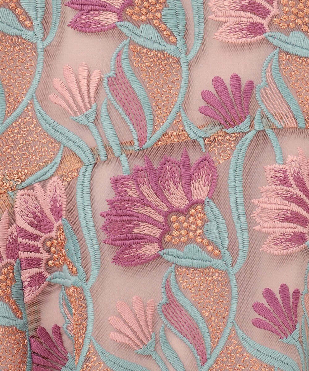GRACE CONTINENTAL フラワー刺繍チュールドレス 