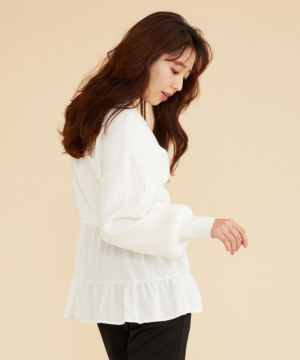 Feroux 【洗える】ペプラム カーディガン 