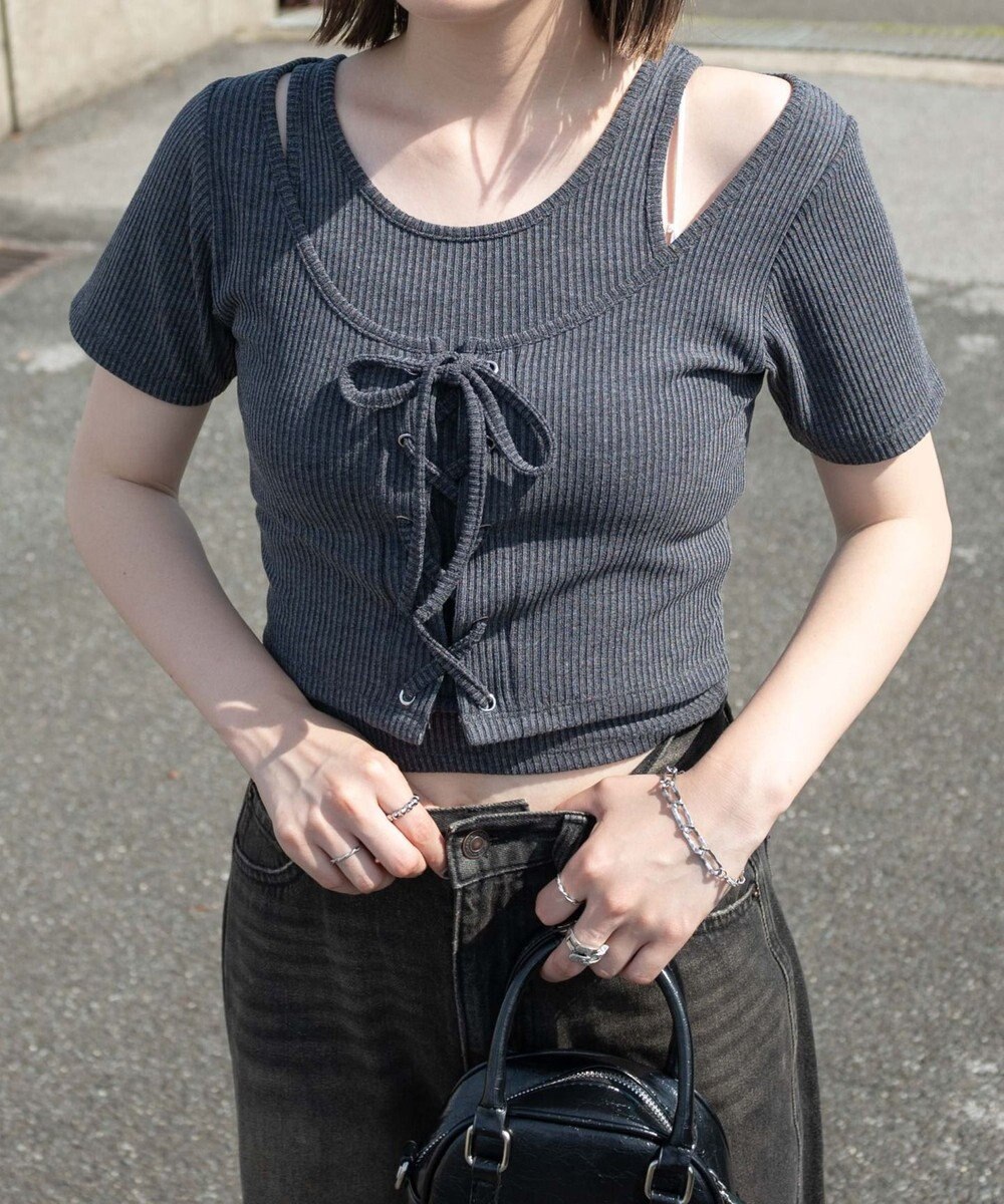 WEGO レイヤードレースアップトップス 