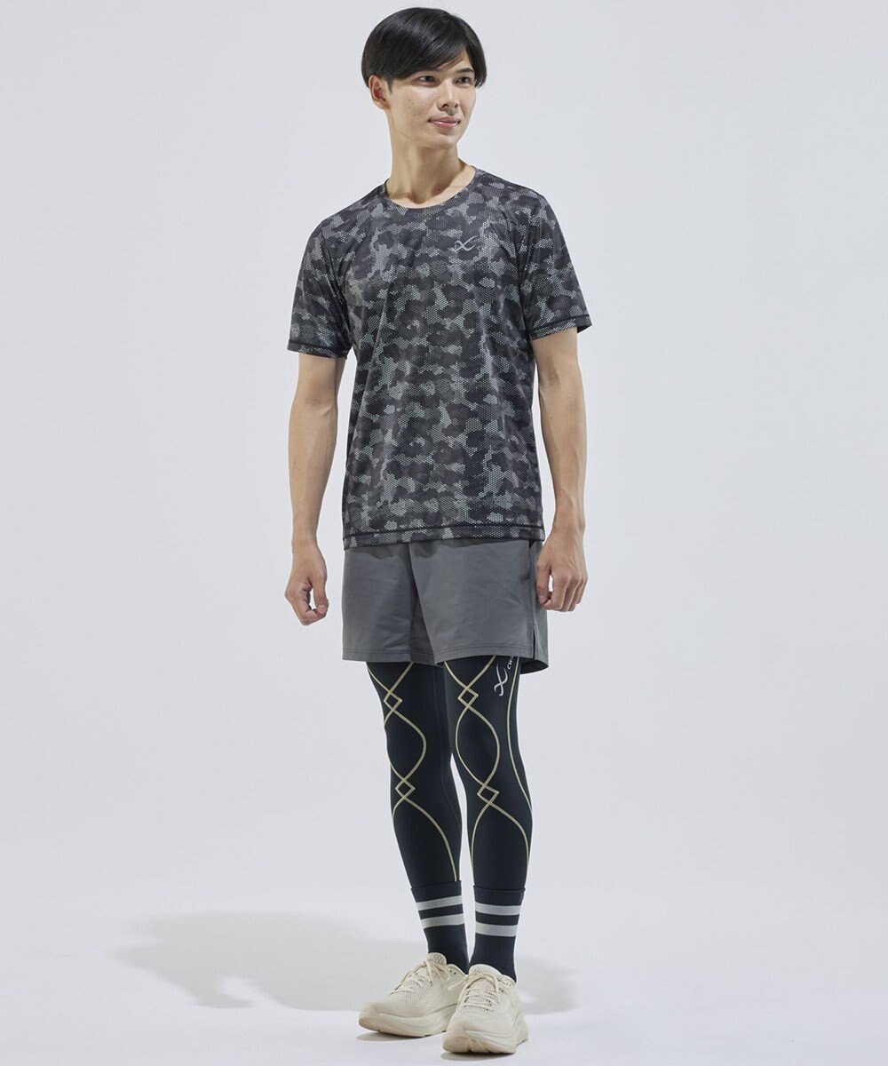 CW-X 【MEN】 CW-X トップス 【薄軽ランニングシャツ】 半袖 3分袖 Ｕネック 吸汗速乾性(本体) メンズ DLO155 /ワコール 