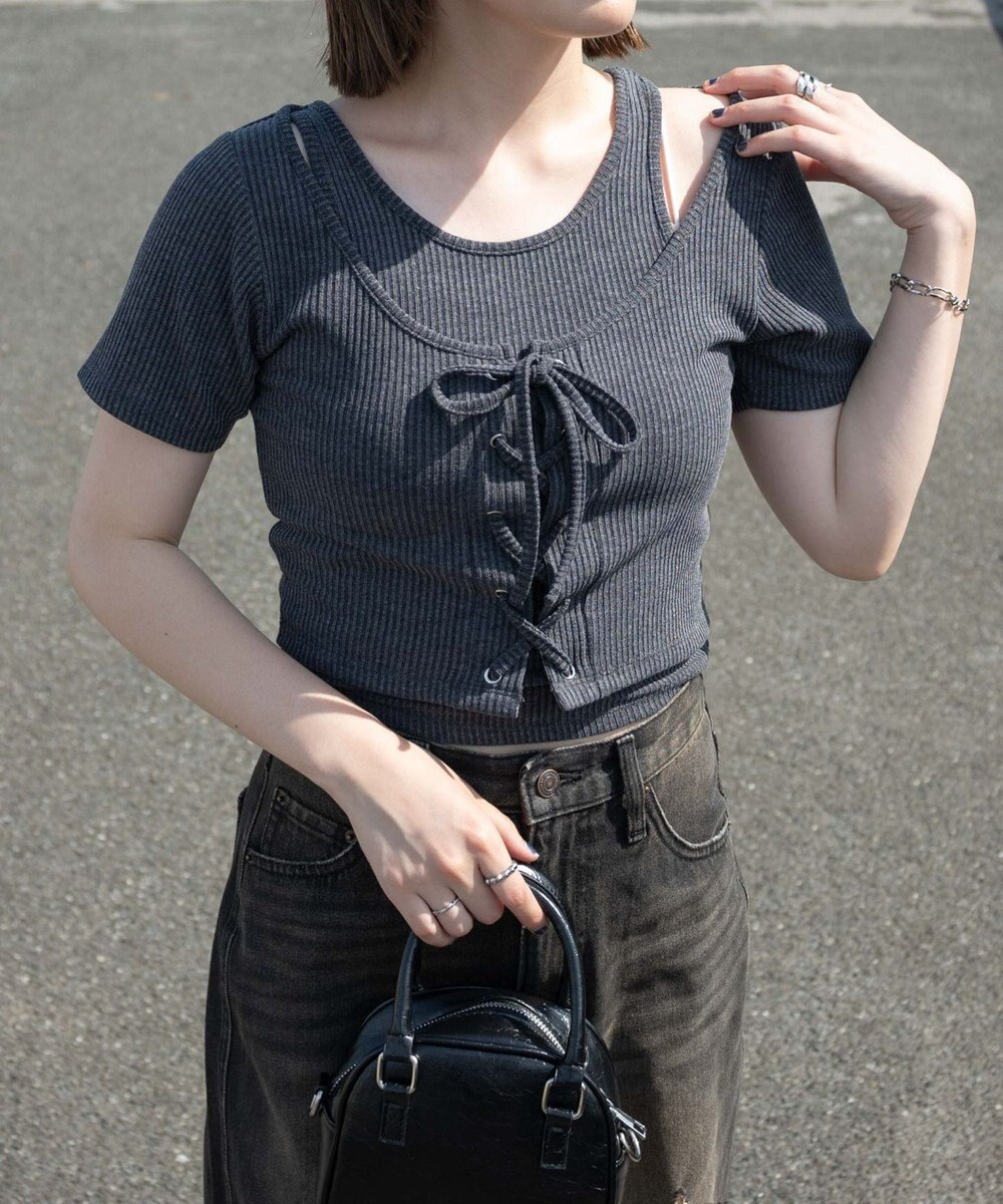 WEGO レイヤードレースアップトップス 