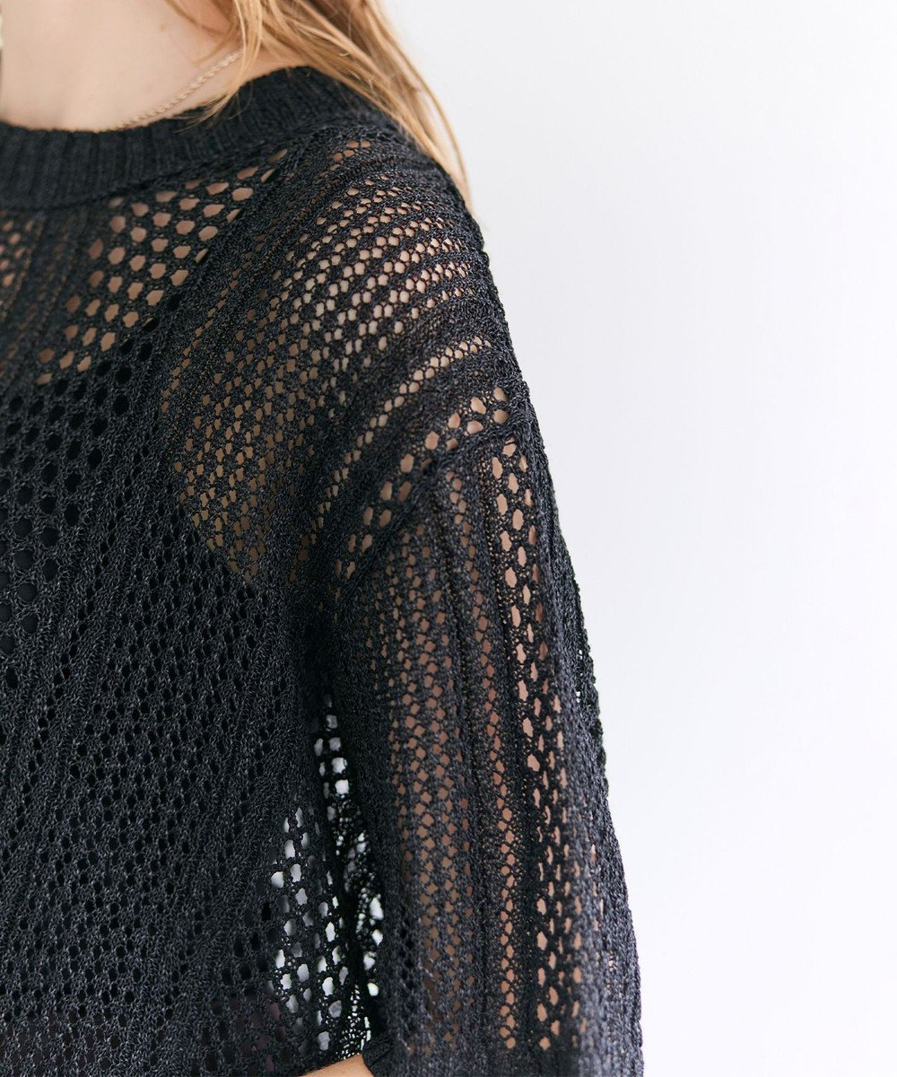 BEIGE， ATACAM / パターンメッシュ ハーフニット 