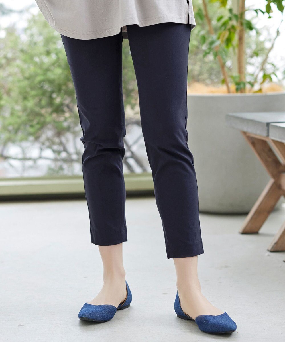 Tiaclasse L 麻混ストレッチテーパードパンツ 