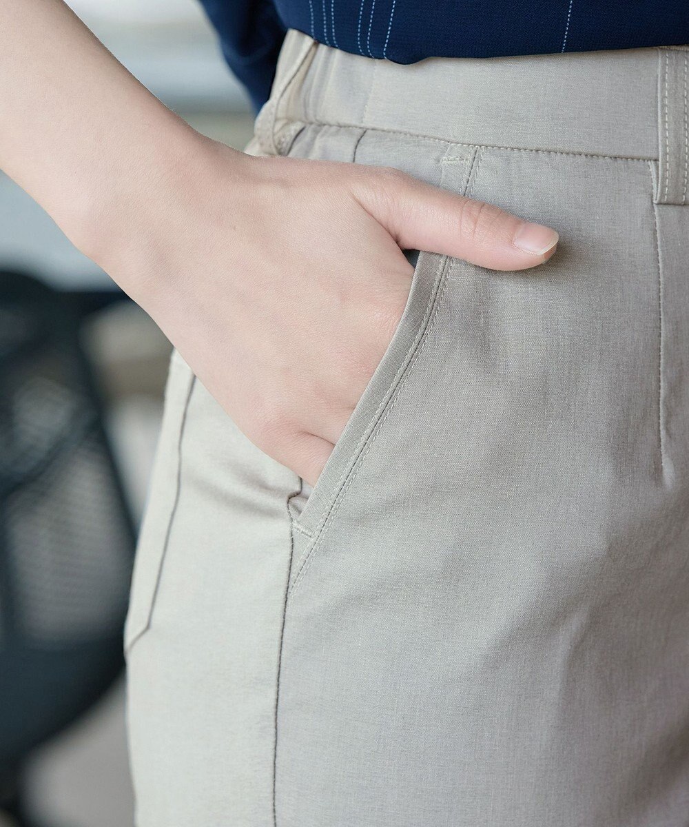 Tiaclasse L 麻混ストレッチテーパードパンツ 