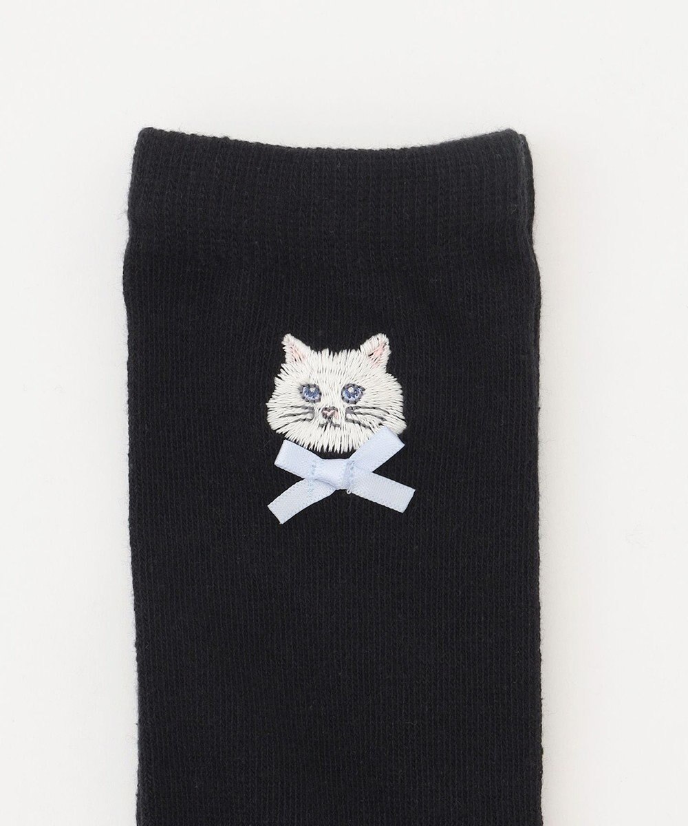 ANY KIDS ネコ刺繍　ハイソックス 