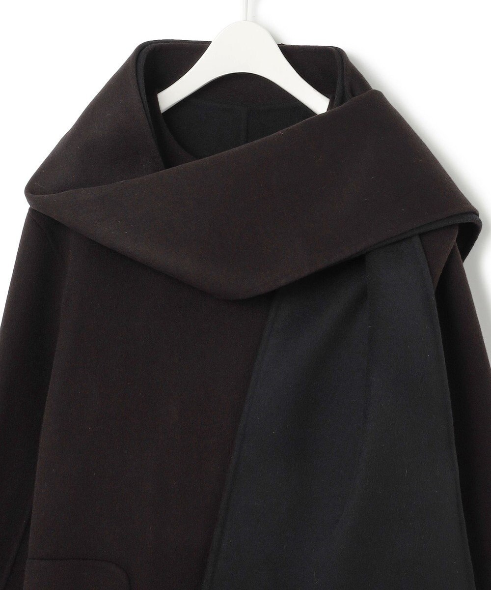 ICB ウールリバー ストール付きノーカラーコート 