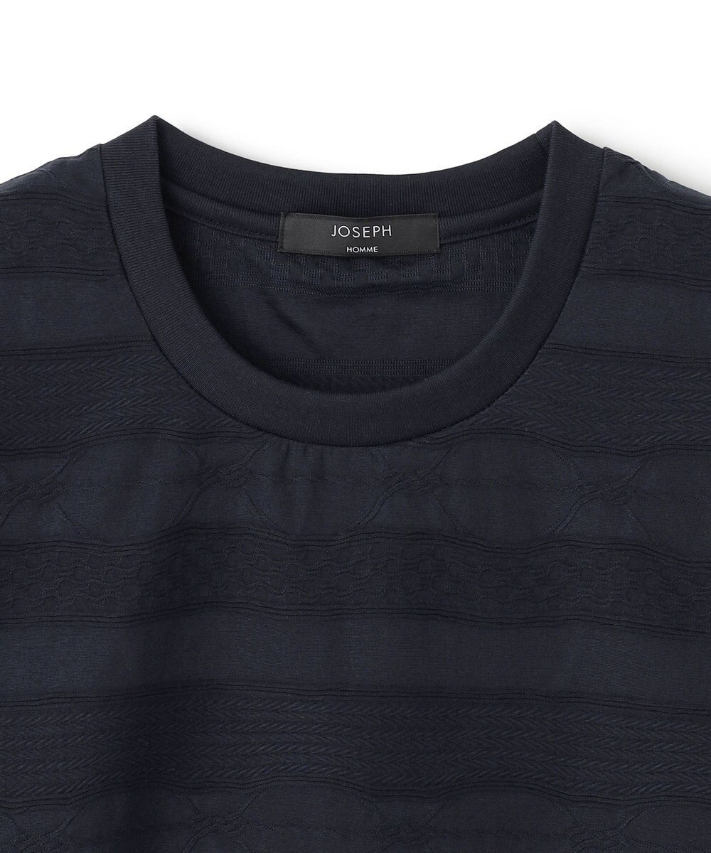JOSEPH HOMME 新柄【ストレッチ/洗える】ジャガードボーダー　クルーネックTシャツ 
