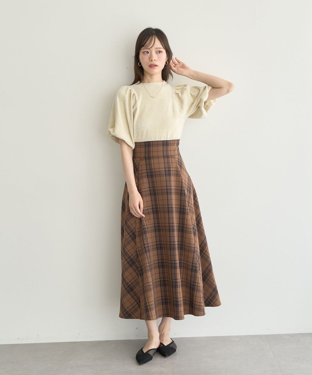 earth music&ecology バックレースアップチェックスカート 