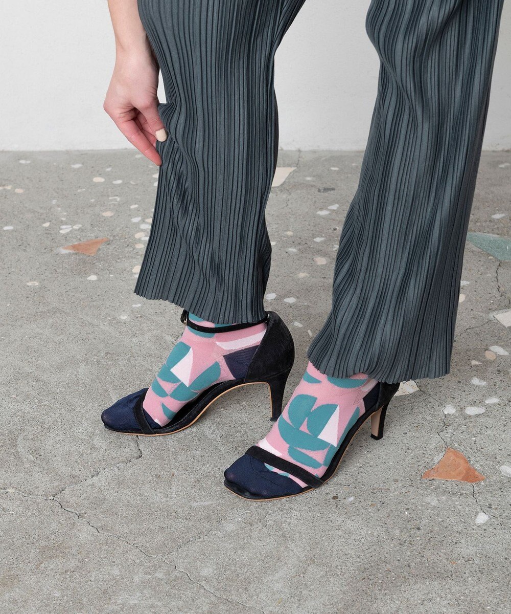 TRICOTE ジオメトリック柄 メッシュソックス 