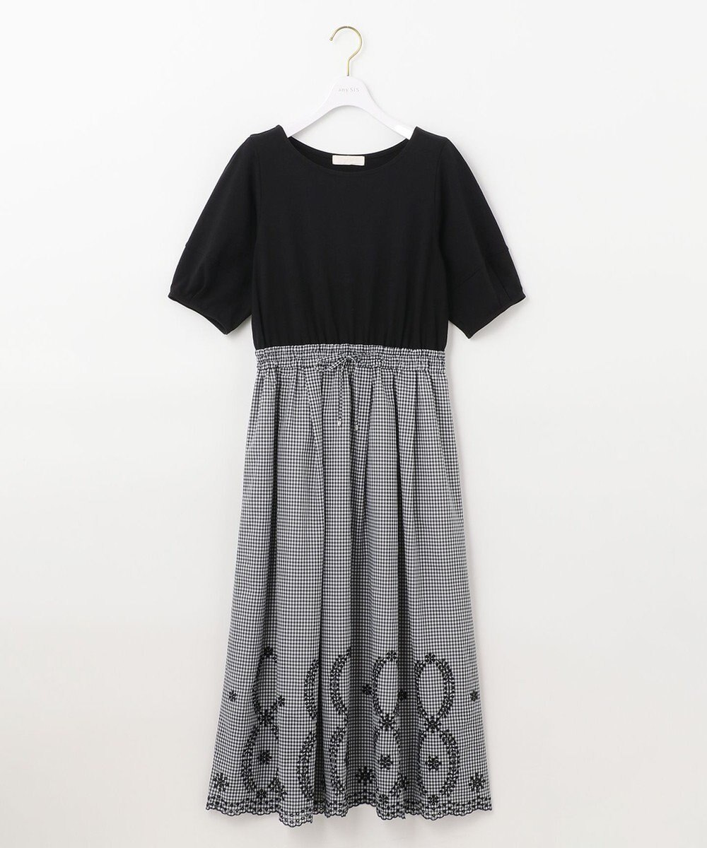 ANY SIS 【洗える】エンブロイダリーコンビ ワンピース 